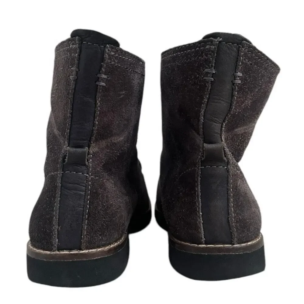 Bussola Keely Kalahari Silk Suede Ankle Boots Charcoal Gray EU 41 US 10 Combat
